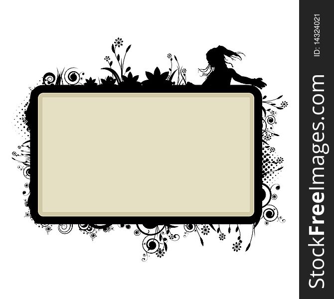 Frame template with floral vignette, vector illustration. Frame template with floral vignette, vector illustration