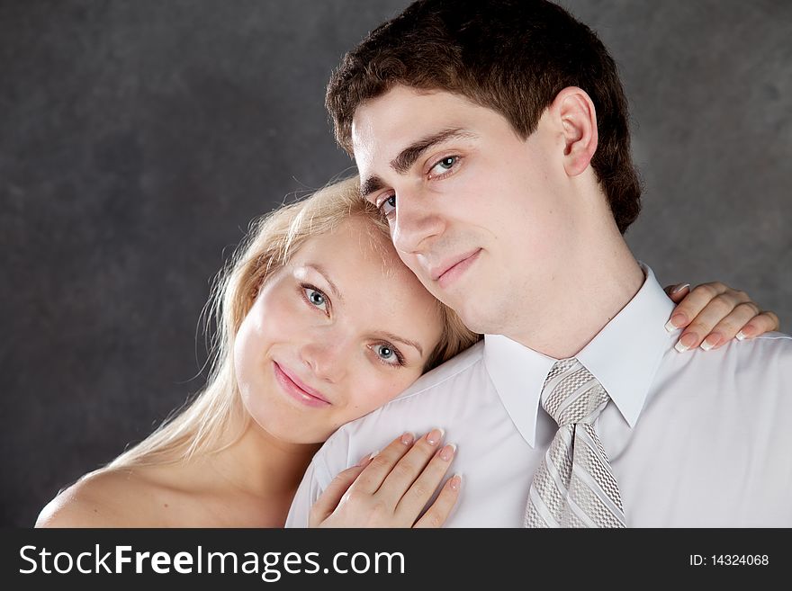 Studio portrait of young lovers