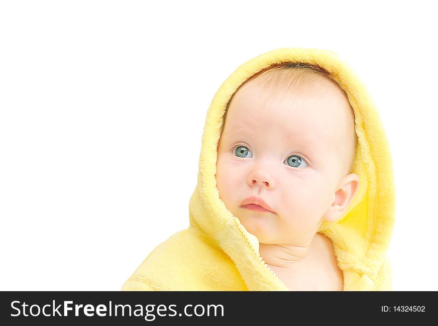 Small Child In Yellow Hood