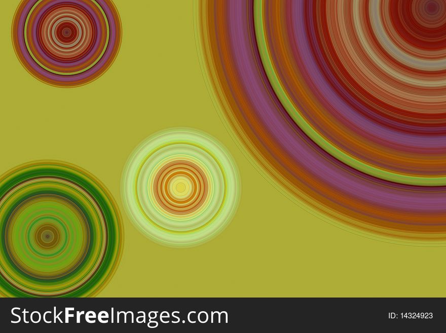 Multi colored circles on yellow-green background. Multi colored circles on yellow-green background