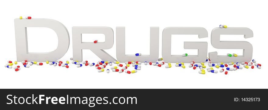 Capsules and Medicine isolated on white - 3d illustration