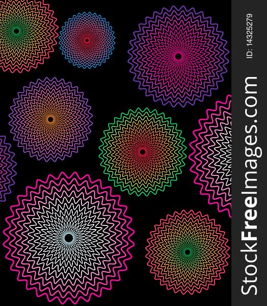 Abstract floral design on black background. Abstract floral design on black background
