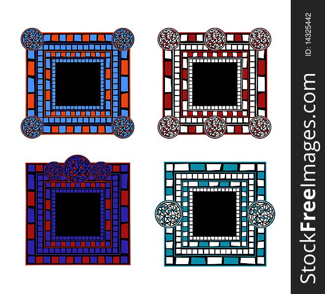 Illustration of mosaic frames on white background