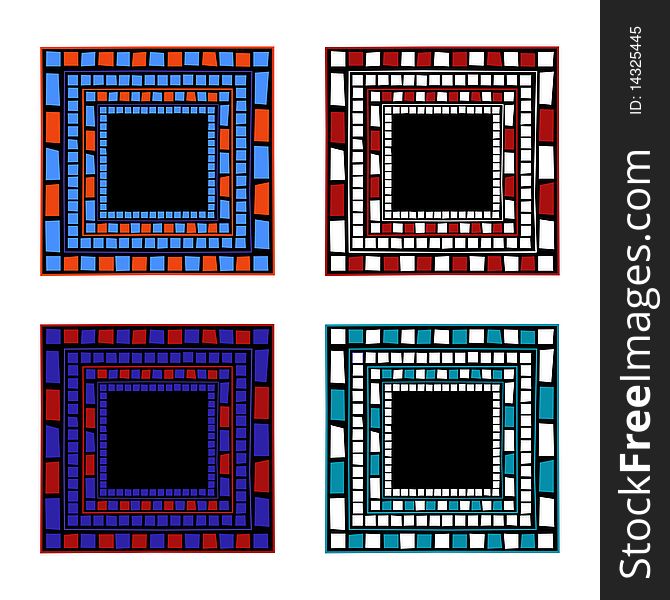 Illustration of mosaic frames on white background