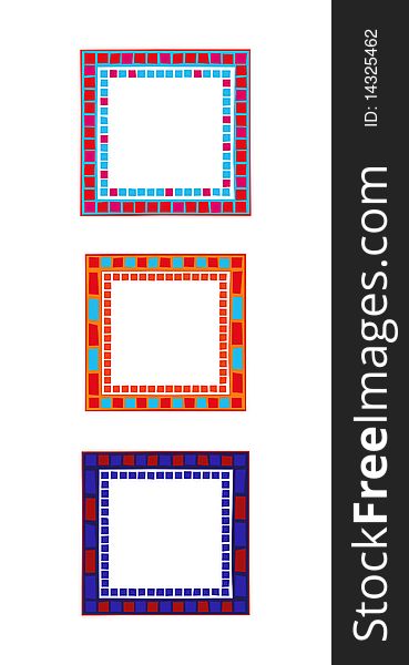 Illustration of mosaic frames on white background