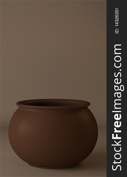 Empty clay pot as a decoration element