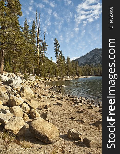 Rock beach around Tenaya Lake in Yosemite National Park. Rock beach around Tenaya Lake in Yosemite National Park.