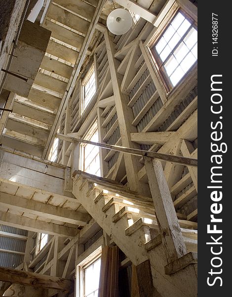 This is the stairs in an old factory in the ghost town Bodie. This is the stairs in an old factory in the ghost town Bodie.