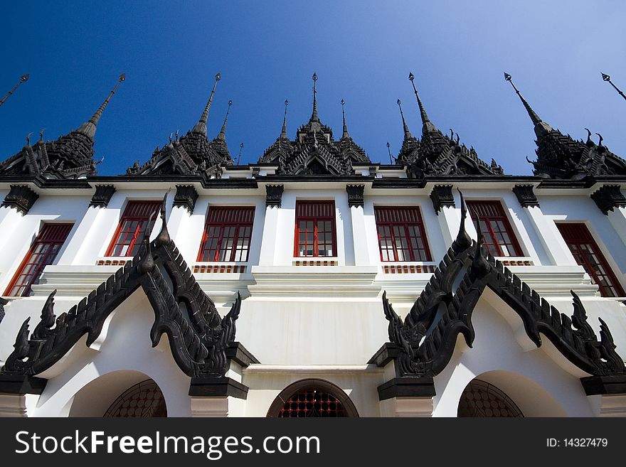Perspective of Iron Palace in Wat Rat Nuddha Bangkok Thailand