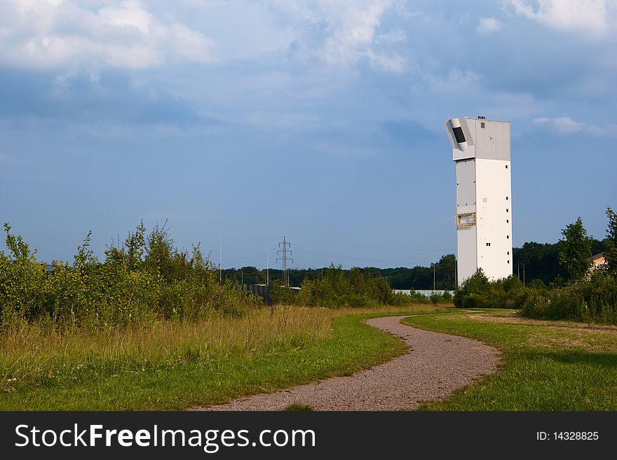 Solar power station Solarturn Juelich in Juelich, Germany. Turbine tower.