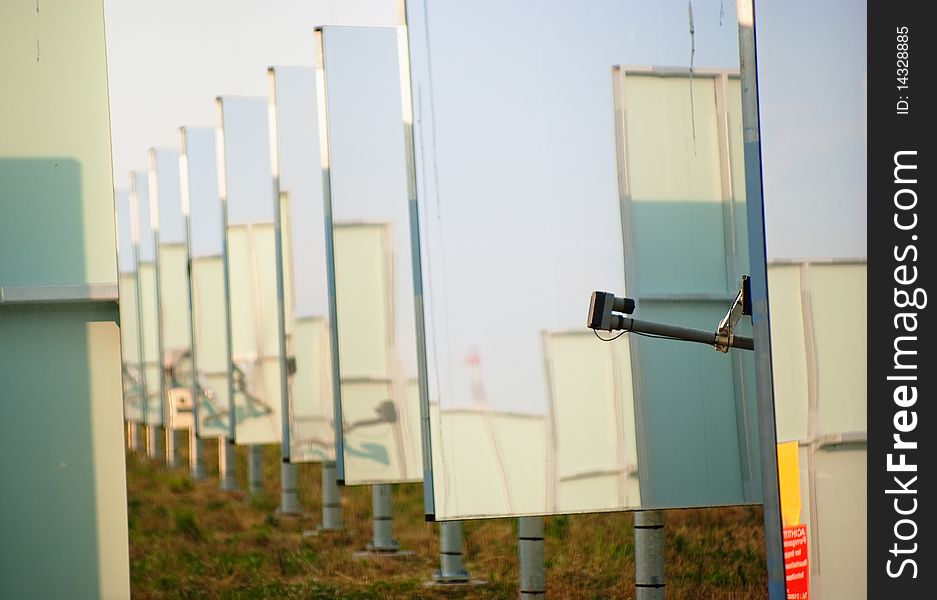 Solar power station Solarturn Juelich in Juelich, Germany. Field of mirrors