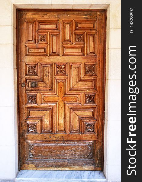 Vintage door of monastery Kykkos  in Cyprus.