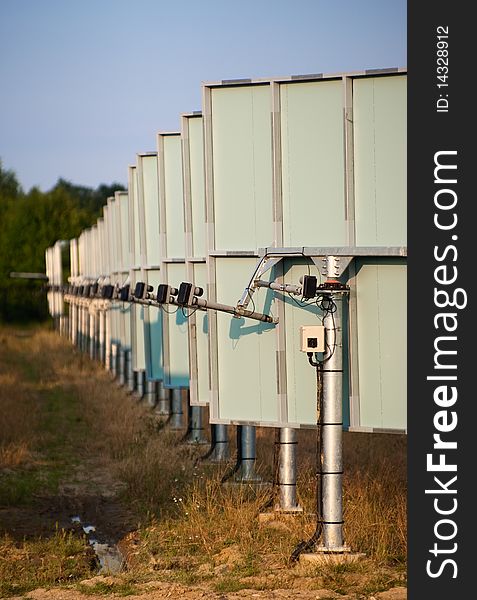 Solar power station Solarturn Juelich in Juelich, Germany. Field of mirrors