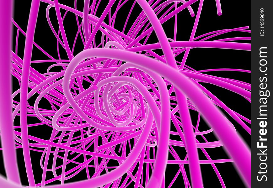 Abstract pink lines on a black background