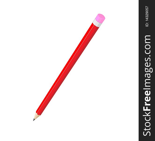 Red pencil isolated,  illustration