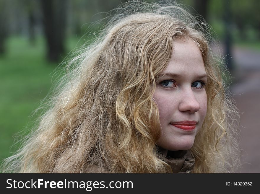 Portrait of the blondie girl outdoors. Portrait of the blondie girl outdoors