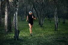 Trail Running In The Forest Royalty Free Stock Photo