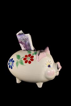 Piggy Bank With Money Stock Photo