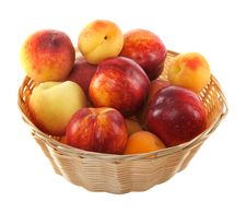 Fruits In Basket With Hand Made Clipping Path Stock Photos Fruits In Basket With Hand Made Clipping Path Stock Photos
