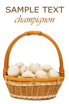 Wattled Basket With Field Mushrooms Isolated Stock Photo Wattled Basket With Field Mushrooms Isolated Stock Photo