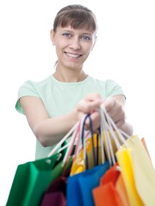 Happy Woman With Shopping Bags Stock Images Happy Woman With Shopping Bags Stock Images