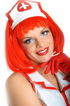 Beautiful Funny Female Doctor With Red Hair Stock Image Beautiful Funny Female Doctor With Red Hair Stock Image