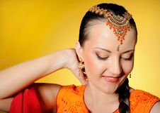 Beautiful Woman In Indian Traditional Style Stock Photo