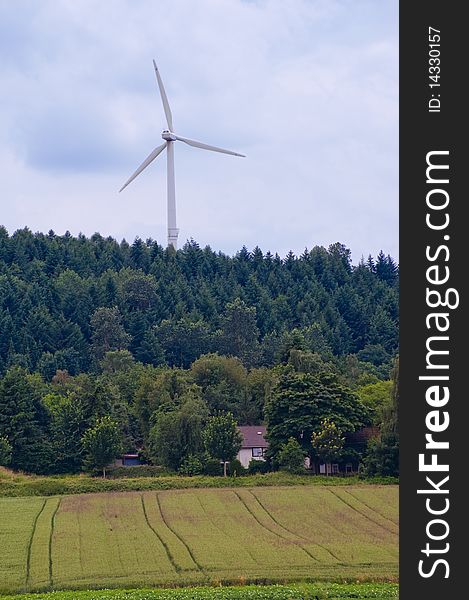 Wind turbine on the hill in Germany. Wind turbine on the hill in Germany
