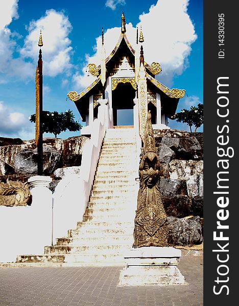 The northern Thai pavilion style, this also build with 2 step of ceramic roofs and finished with gold sheet. This made for an unique high society people. The northern Thai pavilion style, this also build with 2 step of ceramic roofs and finished with gold sheet. This made for an unique high society people.