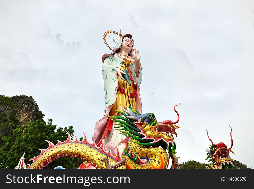 Chinese Goddess And Dragon