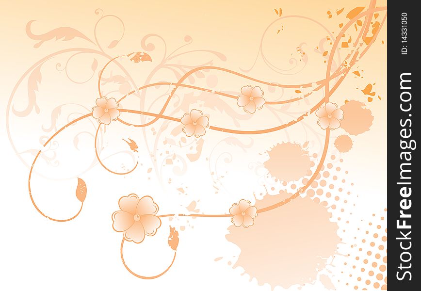 Abstract colorful orange floral background