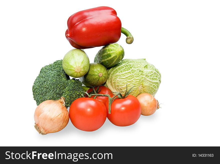 Heap of fresh vegetables it is isolated on a white background