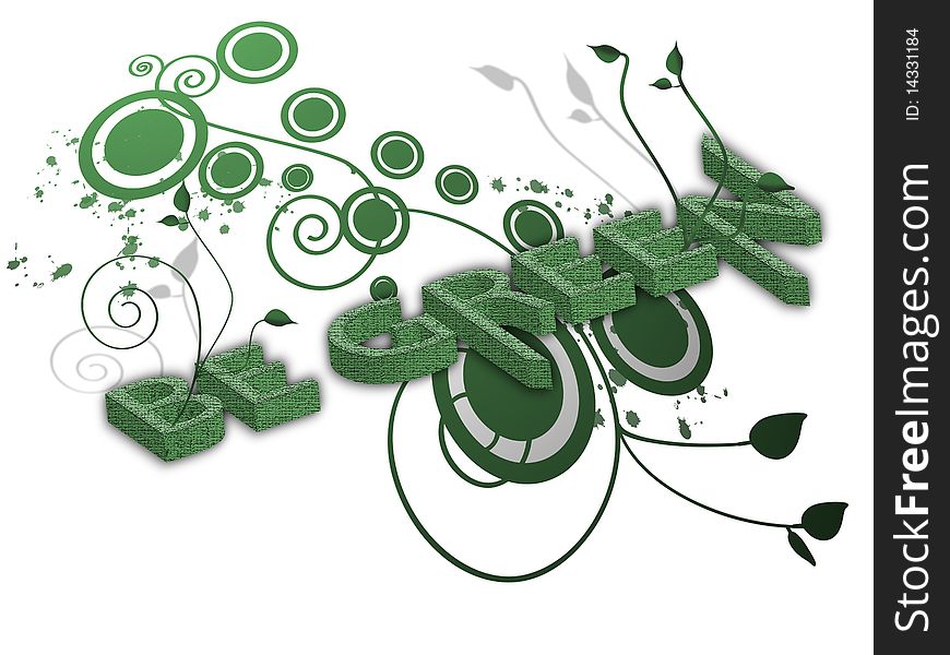 An illustration with be green text and green ornament