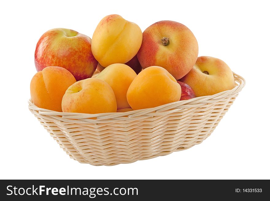 Fruits in basket with hand made clipping path