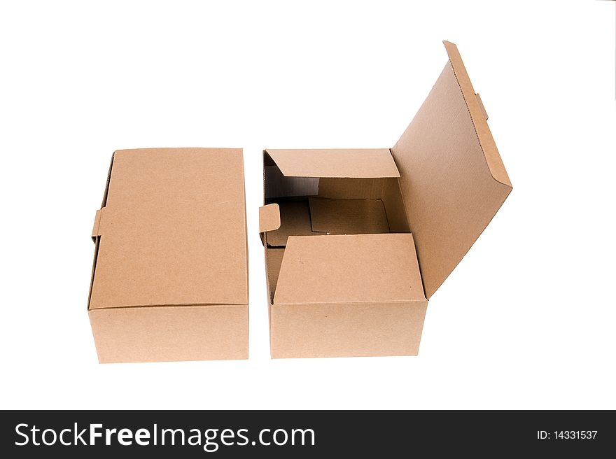 Two Brown cardboard box, Isolated on white.