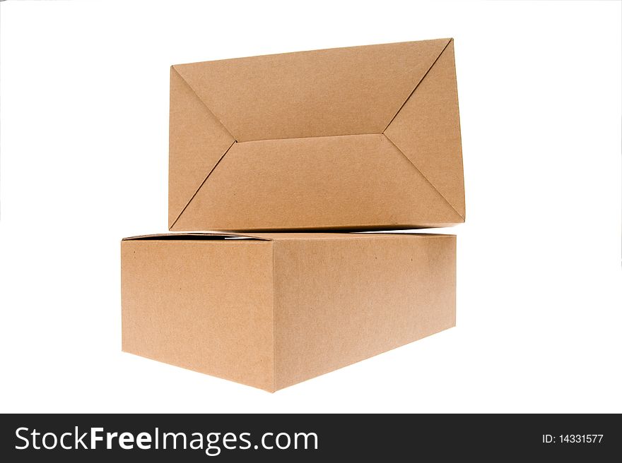 Brown Cardboard Box, Isolated On White.
