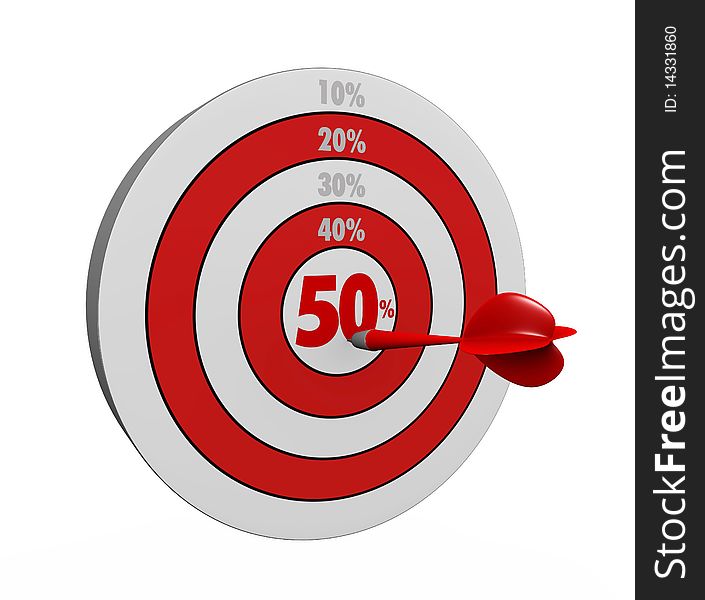 One 3d target with discounts and a dart on center. One 3d target with discounts and a dart on center