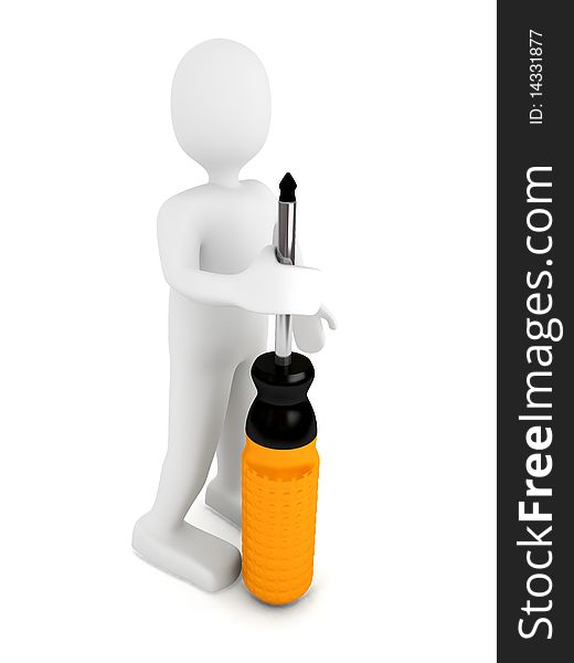 Screwdriver over white background. 3d rendered image