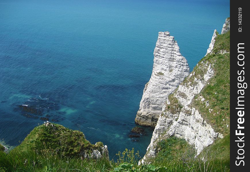 The famous cliffs at Ã?tretat, Normandy, France