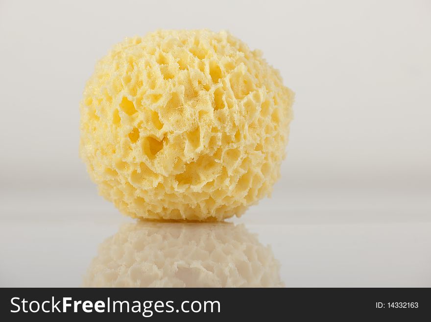 Bath sponge, selective focus. Close-up