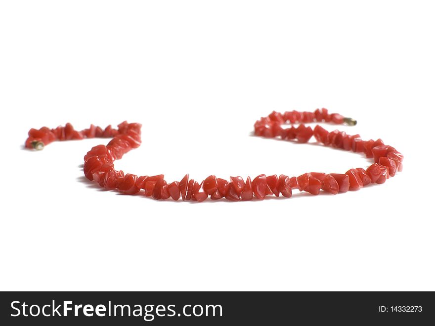 Coral necklace isolated on white background