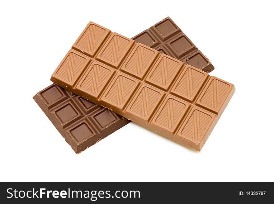 Dark chocolate block isolated over white