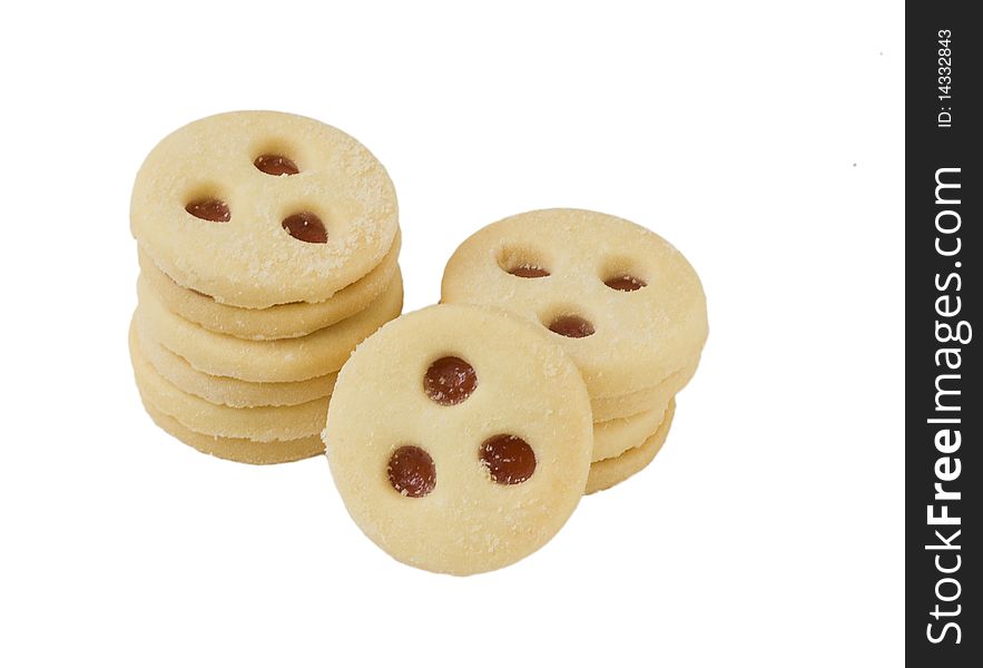 Cookies with red jam, isolated