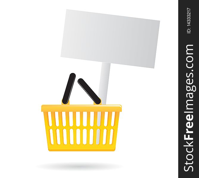 Illustrated shopping cart with blank signal with text space