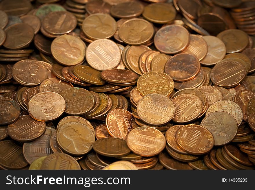 Pile of pennies with vignette. Pile of pennies with vignette.