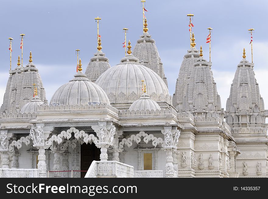 Colored flags on indian temple