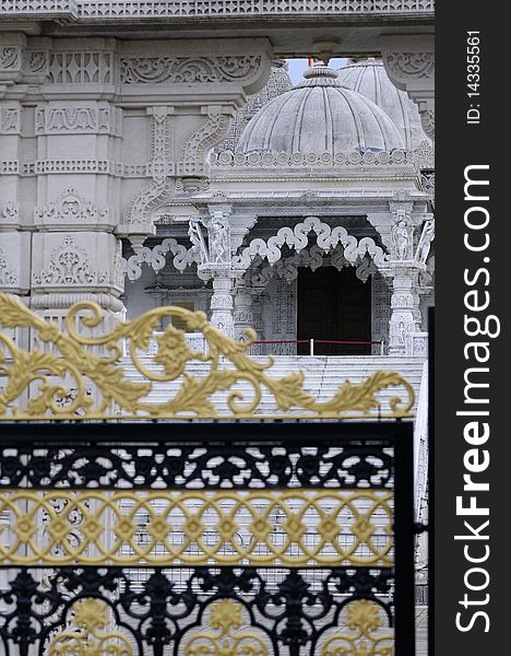 Close up with gates of hindu temple located in London, touristic attraction. Close up with gates of hindu temple located in London, touristic attraction