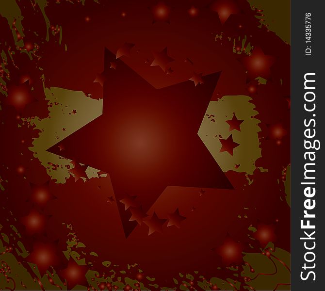 Grunge cover background with stars in dark red