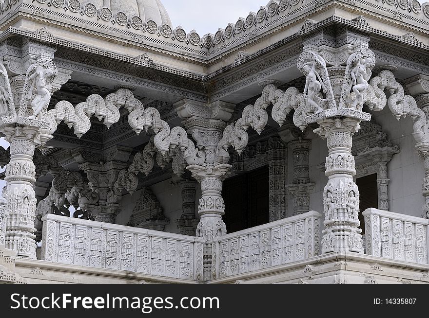 Architectural details of hindu temple located in London, touristic attraction. Architectural details of hindu temple located in London, touristic attraction