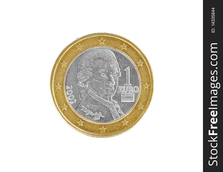 One euro coin isolated on white background